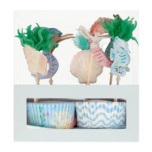 Load image into Gallery viewer, Mermaid Cupcake Kit (Set of 24 Toppers)
