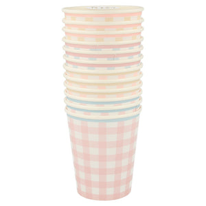 Gingham Cups (Pack 12)