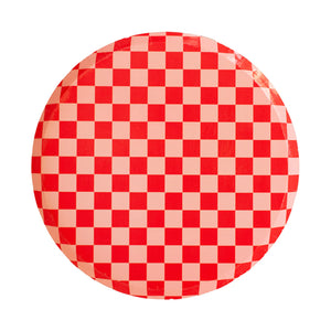 Checkered Red + Pink  Plates Large (Pack 8)