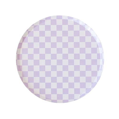 Checkered Purple Plates Small (Pack 8)