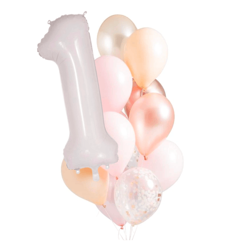 INFLATED Balloon Bunch Blossom + White Number Foil
