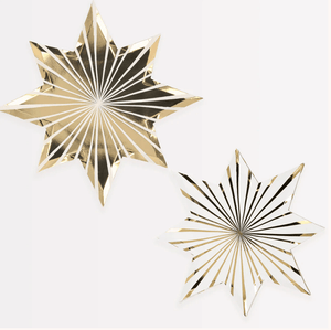 Gold Striped Star Plates (Pack 8)