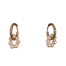 Load image into Gallery viewer, Emeldo Mimi Pearl Hoops // pearl white beaded on gold