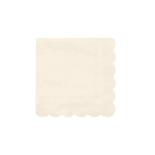 Cream Scalloped Edge Napkins Small (Pack 20)