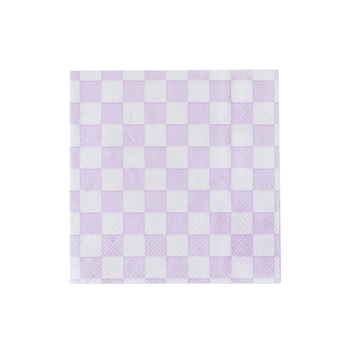 Checkered Purple Napkins Small (Pack 20)