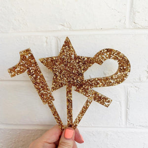 Glittery Gold Cake Topper Number 3