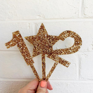 Glittery Gold Cake Topper Number 4