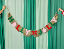 Load image into Gallery viewer, Holly Jolly Gold Fringe Banner - Reusable Festive Garland