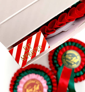 Nice List Member Christmas Rosette Badge Red/Green