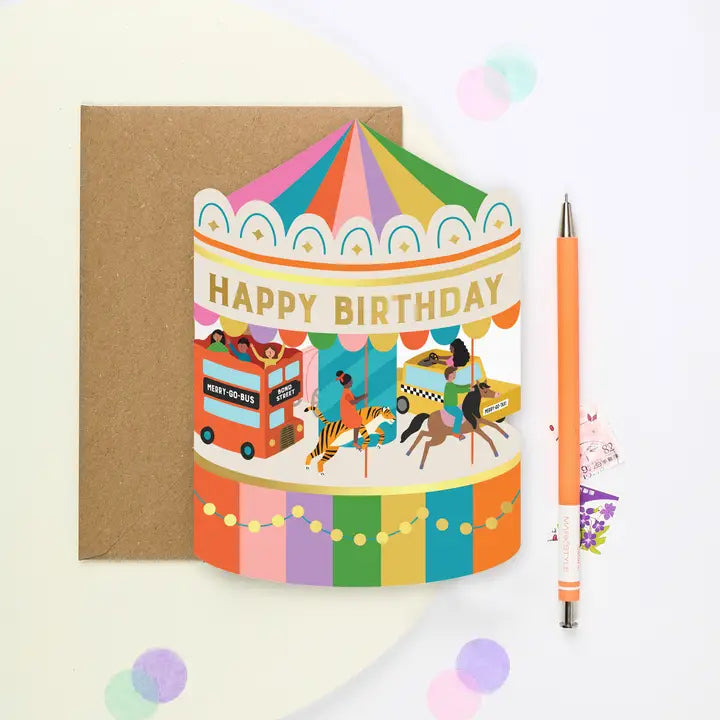 Fairground Carousel Birthday Card