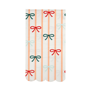 Bows and Stripes Scalloped Dinner Guest Napkins (Pack 24)