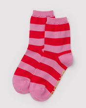 Load image into Gallery viewer, Baggu Crew Sock Pink Stripe