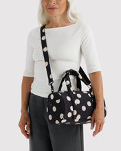 Load image into Gallery viewer, Baggu Nylon Duffle Bag - Black and Cream Polka Dot