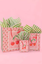 Load image into Gallery viewer, Cherry on Top Gift Bag + Stripes - Ric Rac Handle - Gift Tag: Medium