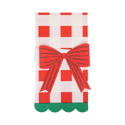 Plaid Napkin with Bow Paper Ring