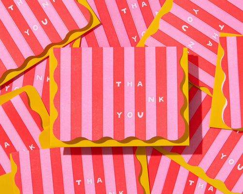 Stripes Letterpress Scalloped Thank You Card Set (10)