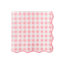 Load image into Gallery viewer, ELEGANT PETAL PINK GINGHAM DINNER NAPKINS