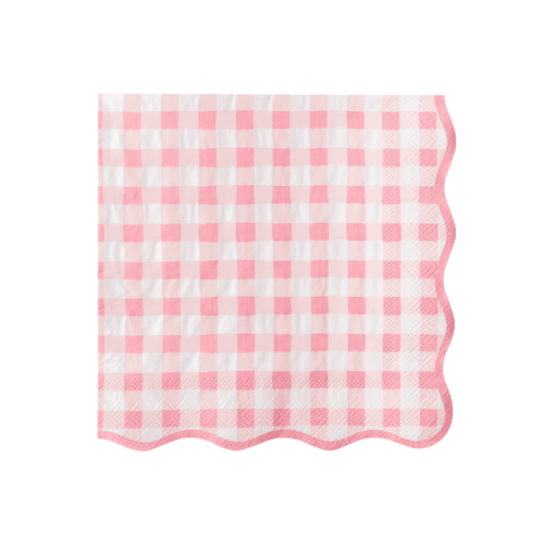 ELEGANT PETAL PINK GINGHAM DINNER NAPKINS