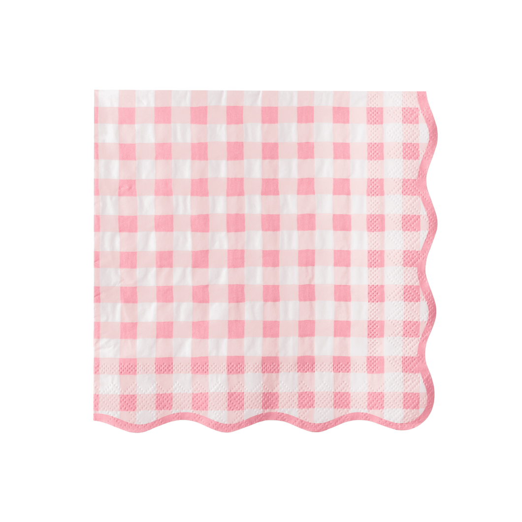 ELEGANT PETAL PINK GINGHAM DINNER NAPKINS