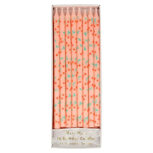 Cherry Patterned Candles (Pack 16)