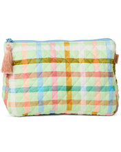 Load image into Gallery viewer, KIP &amp; Co. Candy Check Mint Quilted Cotton Toiletry Purse