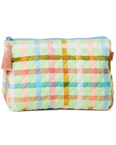 KIP & Co. Candy Check Mint Quilted Cotton Toiletry Purse