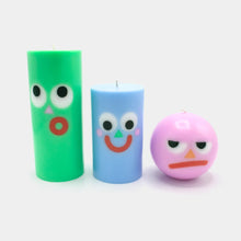 Load image into Gallery viewer, Moodz™ -  Happy Pillar Face Candle, Blue
