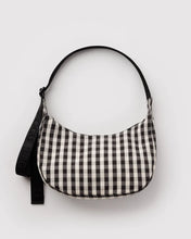 Load image into Gallery viewer, Baggu Medium Nylon Crescent Bag - Black &amp; Cream Gingham
