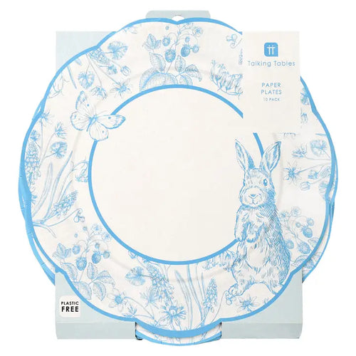 Playful Pierre Blue & White Scalloped Paper Plates (10 Pack)