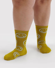 Load image into Gallery viewer, Baggu Crew Sock Ochre Happy