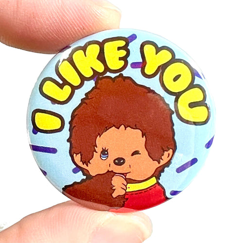 I like You Cute Chick-A-Boo Inspired Button Pin Badge 