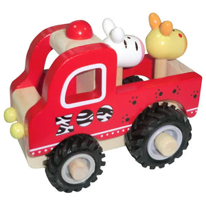 Wooden Zoo Truck Toy with Animal Figurines