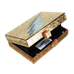 Gold Glitter Lightning Bolt Acrylic Cyndi Clutch