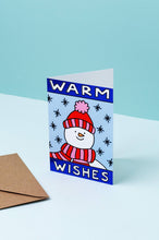 Load image into Gallery viewer, Warm Wishes - Cute - Snowman Christmas Card - Xmas Card Foil