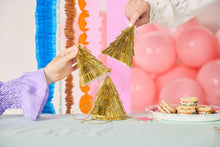 Load image into Gallery viewer, Golden Girl Mini Gold Fringe Party Hats Set