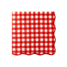 Load image into Gallery viewer, ELEGANT CHERRY RED GINGHAM DINNER NAPKINS