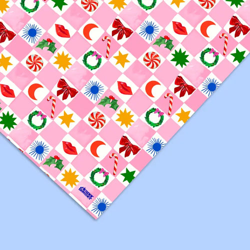 Kissmas Checkerboard Gift Wrap Sheet