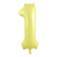 Load image into Gallery viewer, Pastel Matte Yellow Number Foil Balloon 86cm