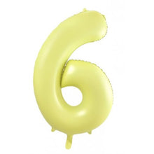 Load image into Gallery viewer, Pastel Matte Yellow Number Foil Balloon 86cm