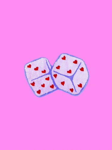 Pink Dice with Hearts Rug