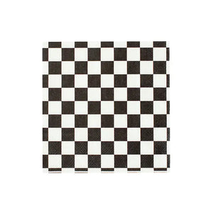 Checkered Black + White Napkins Small (Pack 20)