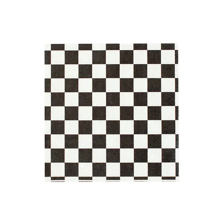 Checkered Black + White Napkins Small (Pack 20)