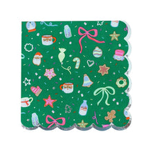 Load image into Gallery viewer, Baking Spirits Bright Dark Green Scalloped Large Napkins