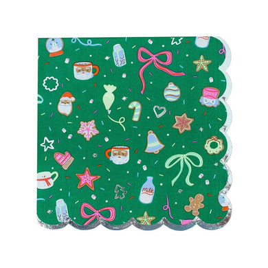 Baking Spirits Bright Dark Green Scalloped Large Napkins