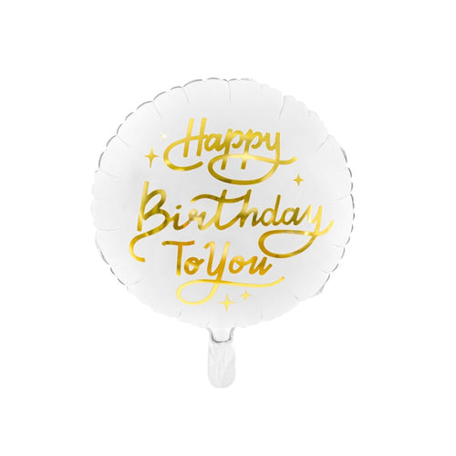 Happy Birthday Foil Balloon White/Gold