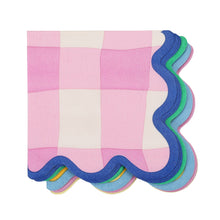 Load image into Gallery viewer, Colour Wave Gingham Cocktail Napkin (Pack 20)