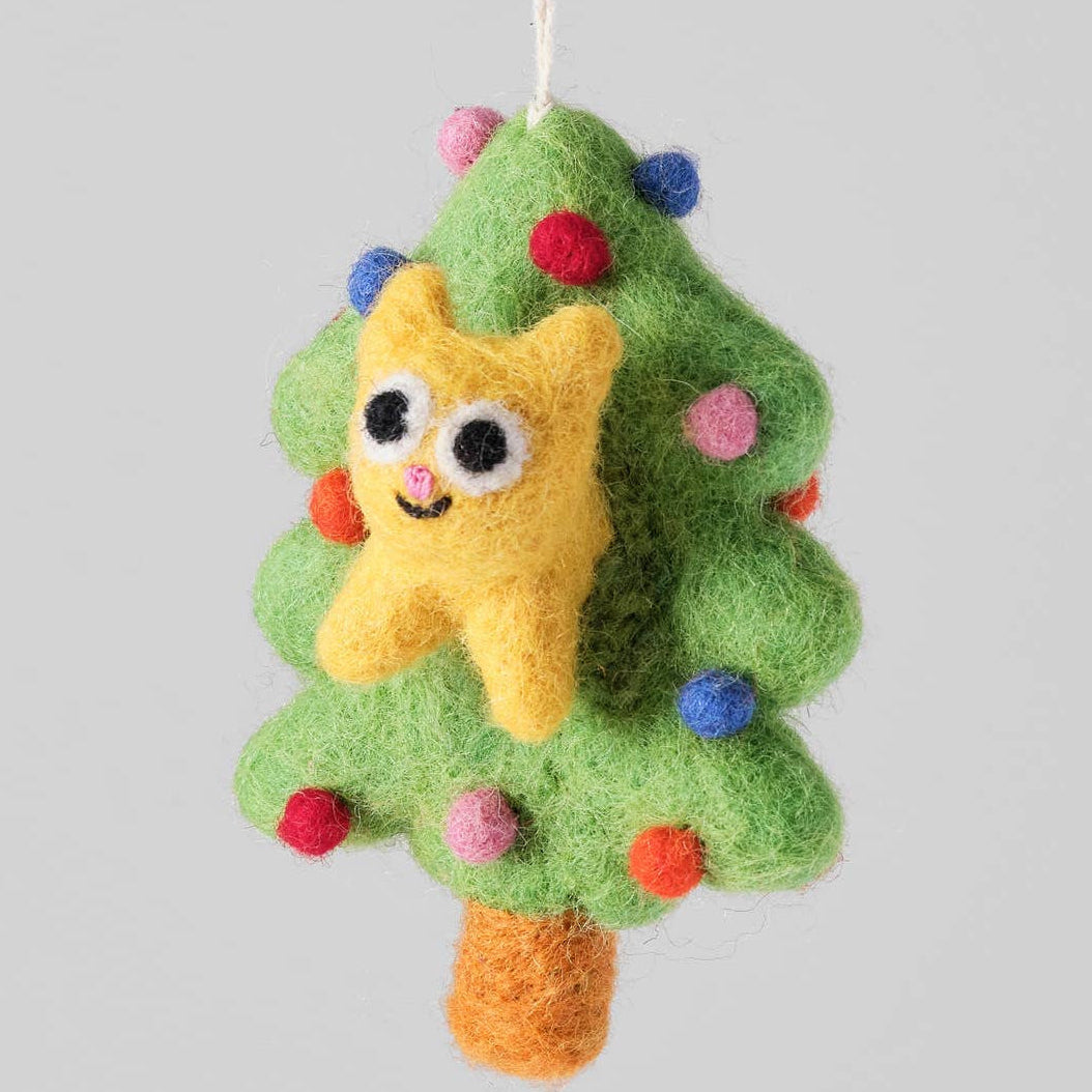 Bobby, Cat in Tree Hanging Felt Ornament