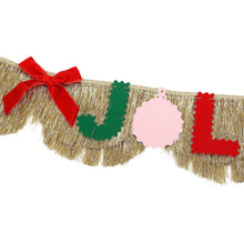Load image into Gallery viewer, Holly Jolly Gold Fringe Banner - Reusable Festive Garland