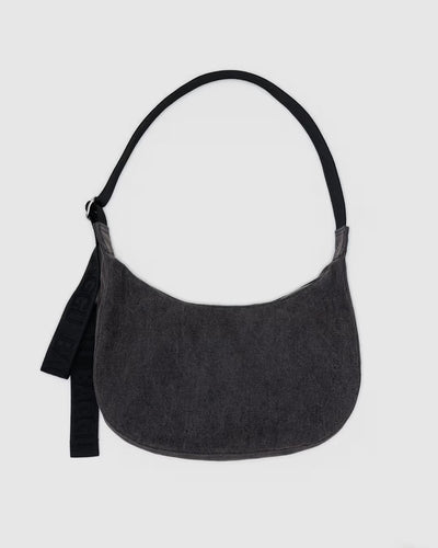 Baggu Medium Denim Crescent Bag Washed Black