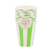 Load image into Gallery viewer, Green Stripe Party Cups (Pack 8)